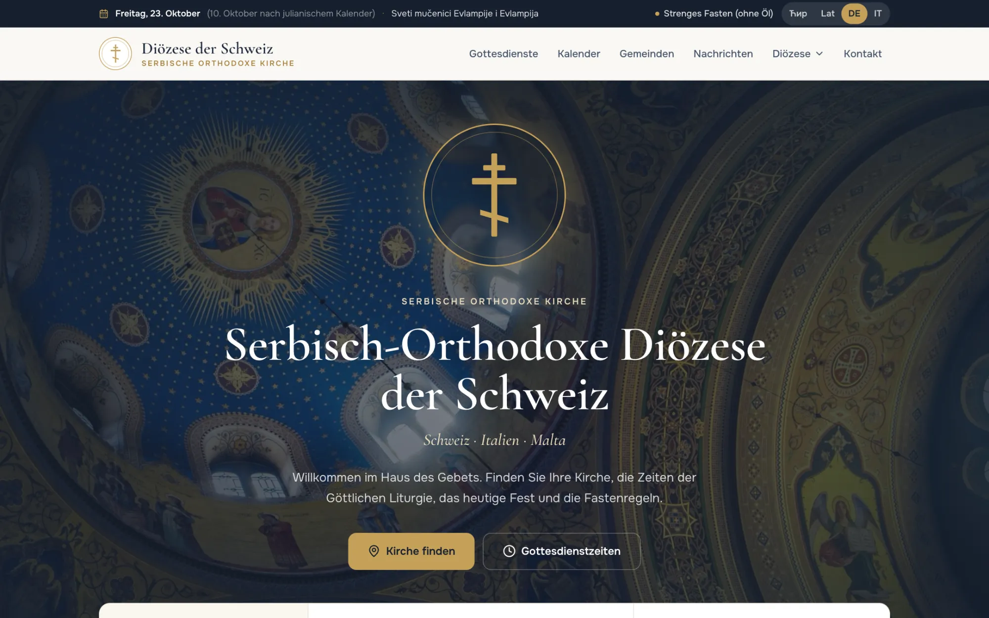 Serbisch-Orthodoxe Kirche in der Schweiz Screenshot