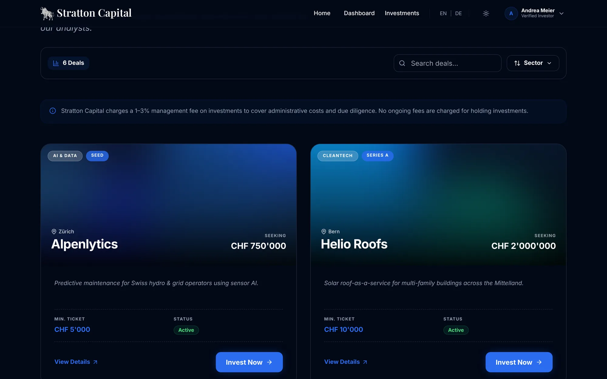Stratton Capital · Web-App für Mitglieder